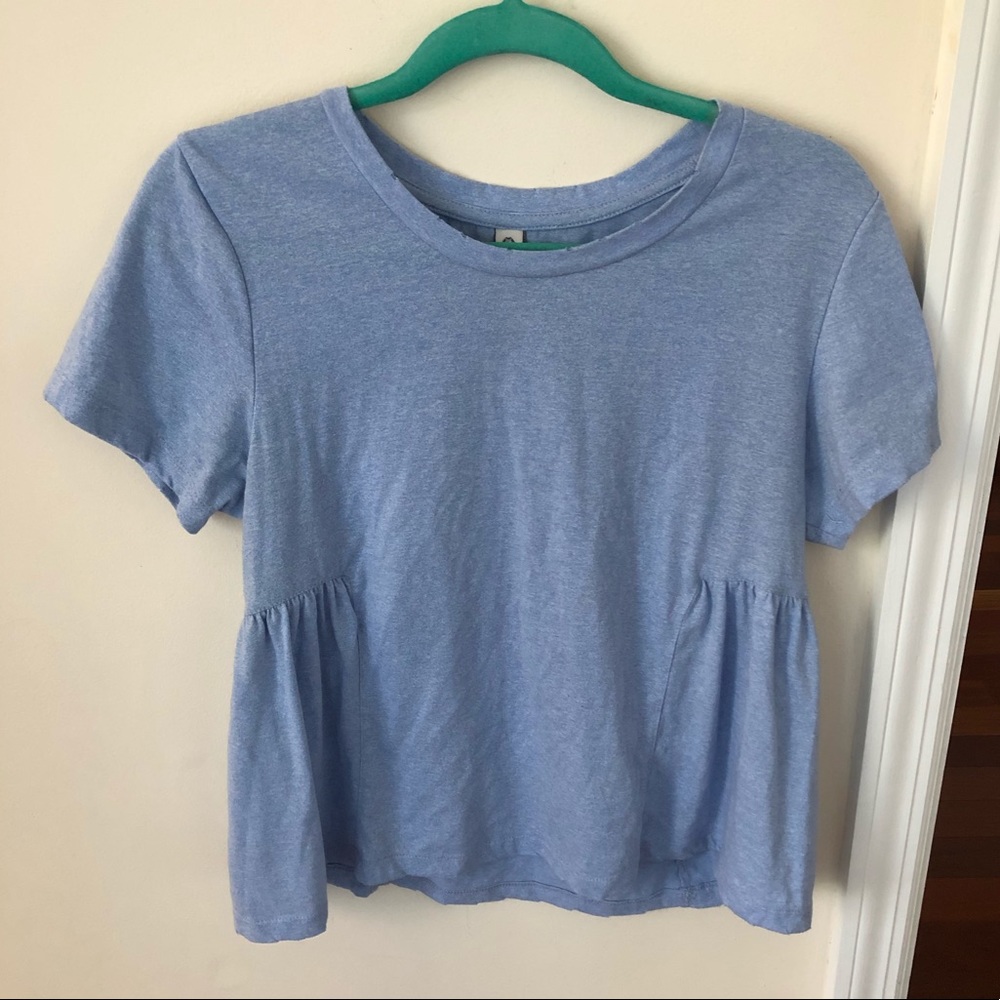 Powder Baby Blue Babydoll Peplum Short Sleeve American Rag Top